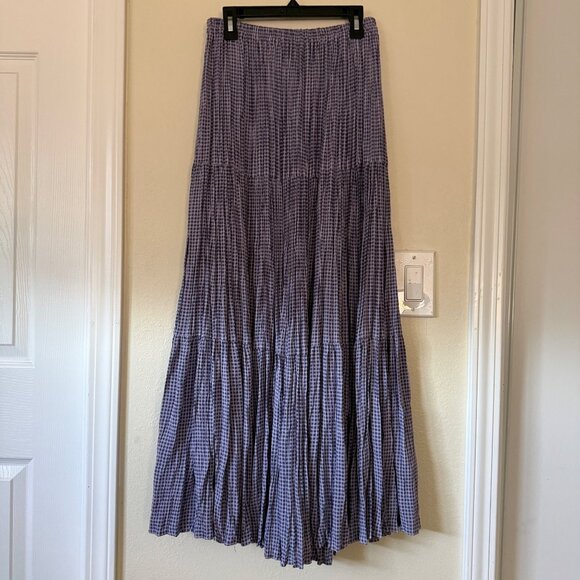 Double D Ranchwear Purple Gingham Maxi Skirt W/ Elastic Waist Lightweight Sz M - Picture 1 of 7